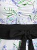 Robe Ligne A à Imprimé Fleur à Epaule Dénudée - Blanc XXL