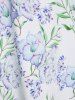Robe Ligne A à Imprimé Fleur à Epaule Dénudée - Blanc XXL