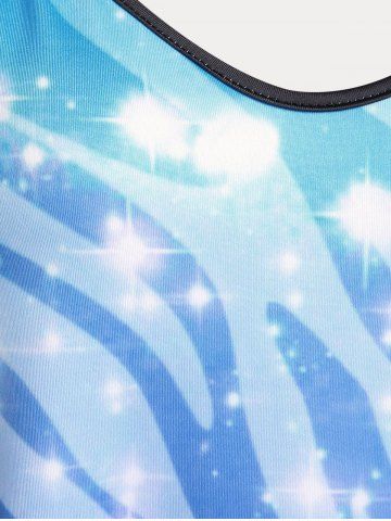 Plus Size & Curve Zebra Printed Sparkle Tank Top