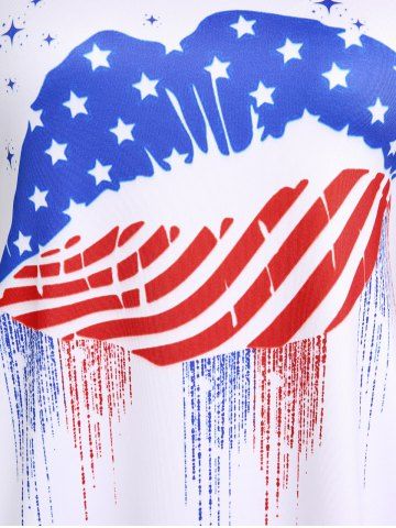 Plus Size & Curve Patriotic American Flag Lip Print Tee