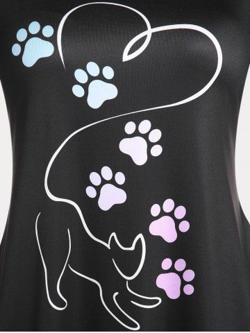 Plus Size & Curve Cat Footprints Graphic Tee