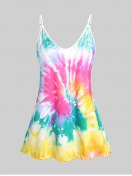 Plus Size & Curve Tie Dye Flowy Tank Top -  