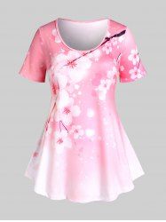 Plus Size & Curve Cottagecore Sakura Blossom Print Tee -  