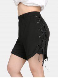 Plus Size & Curve Lace-up Pull On Dolphin Shorts -  