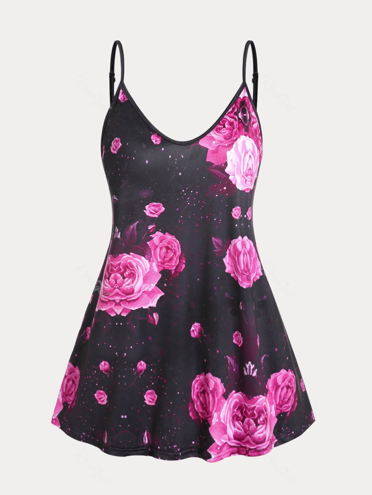 Discount Plus Size & Curve Floral Print Flowy Tank Top  