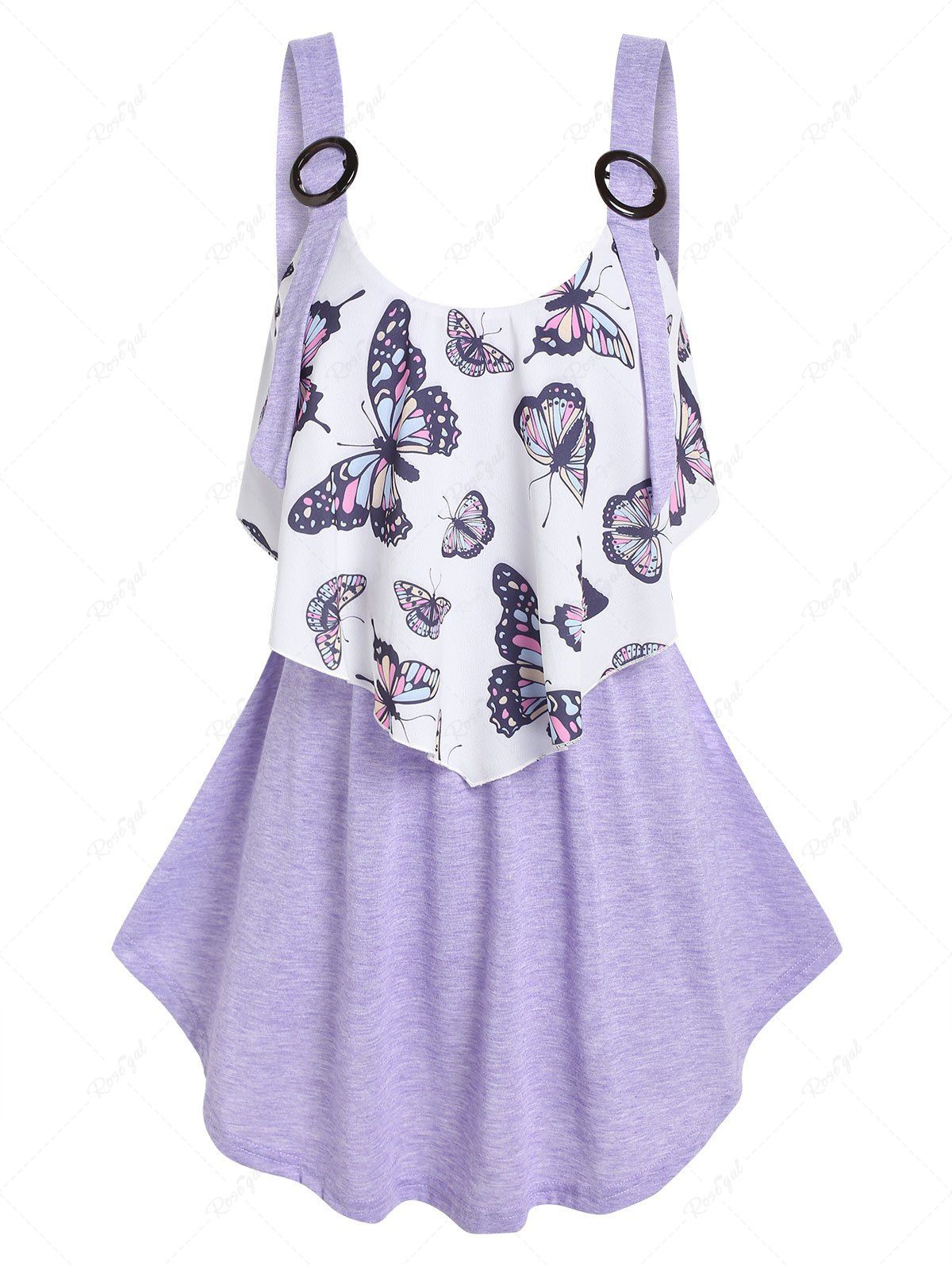 Chic O Ring Butterfly Print Tank Top  