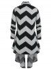 Asymmetric  Zigzag Cardigan Set and  Lace Panel Flare Pants Plus Size Outfit -  