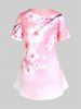 T-shirt à Imprimé Fleur de Sakura Curve Cottagecore Grande Taille - Rose clair L | US 12