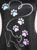 Plus Size & Curve Cat Footprints Graphic Tee -  