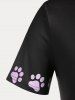Plus Size & Curve Cat Footprints Graphic Tee -  