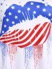 Plus Size & Curve Patriotic American Flag Lip Print Tee -  