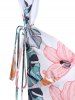 Tropical Print Bowknot A Line Dress -  