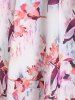 Tie Strap Flower Print Belted Dress -  