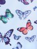 Maillot de Bain Tankini Mouchoir Courbe à Imprimé Papillon de Grande Taille à Pois à Armature à Col Halter - Bleu L