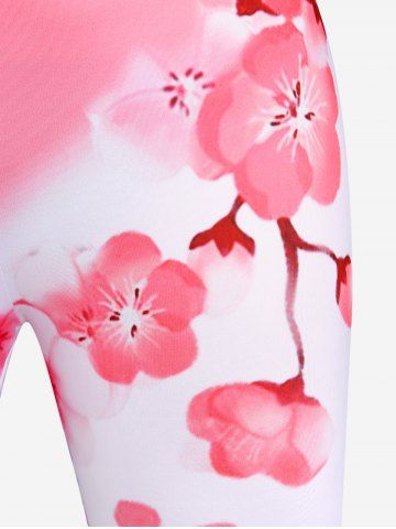 Plus Size & Curve High Rise Sakura Blossom Capri Leggings