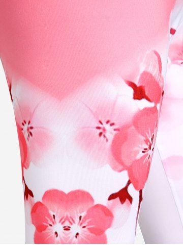 Plus Size & Curve High Rise Sakura Blossom Capri Leggings