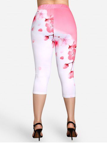 Plus Size & Curve High Rise Sakura Blossom Capri Leggings