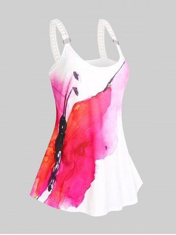 Plus Size & Curve Butterfly Print Tank Top - WHITE - 3X | US 22-24