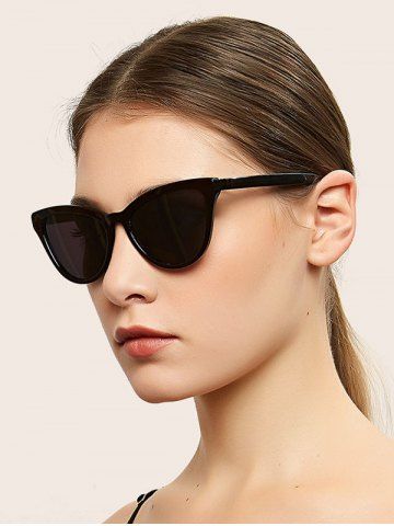 Kitten Eye Shape Large Frame Oversized Sunglasses - BLACK