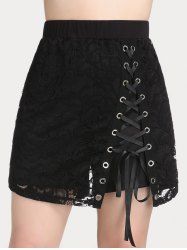 Plus Size & Curve Lace Up Mini Pull On Shorts -  