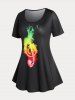 Plus Size & Curve Flame Musical Notes Flared Tee -  