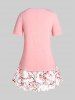 Plus Size & Curve Cottagecore Floral Print Layered 2 in 1 Tee -  