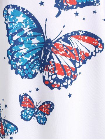 Plus Size & Curve Patriotic American Flag Butterfly Print Tee