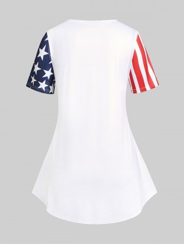 Plus Size & Curve Patriotic American Flag Butterfly Print Tee