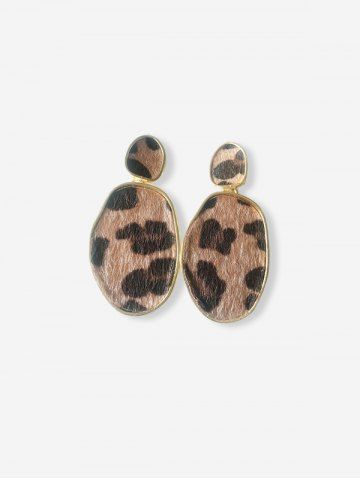 Fluffy Leopard Print Earrings - GOLDEN