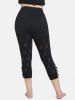 Legging Capri Perforé à Taille Haute de Grande Taille - Noir 1X