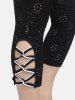 Plus Size Perforated Lattice Capri High Waisted Leggings -  