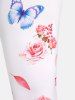 Plus Size & Curve High Rise Butterfly Rose Print Capri Leggings -  