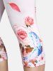 Plus Size & Curve High Rise Butterfly Rose Print Capri Leggings -  