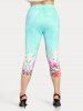 Plus Size & Curve Floral Print High Rise Capri Leggings -  