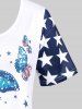 Plus Size & Curve Patriotic American Flag Butterfly Print Tee -  