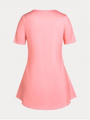 Plus Size & Curve Two Tone Cat Print Short Sleeves Tee