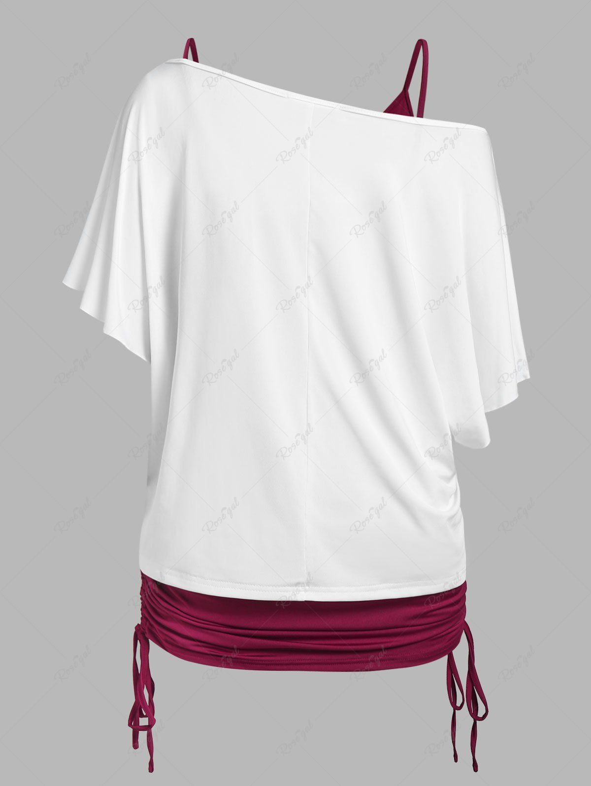 Skew Neck Tee & Cinched Tank Top Set & 3D Leggings Plus Size Summer Outfit