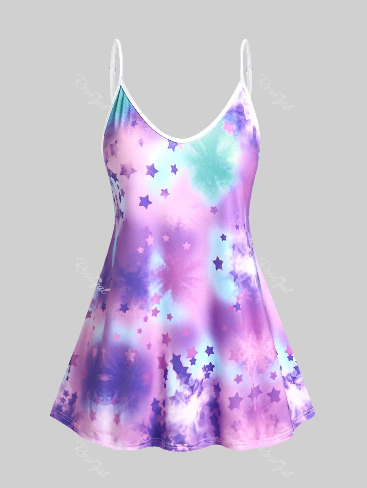 Outfits Plus Size & Curve Stars Print Tie Dye Tank Top  