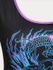 T-shirt Courbe à Imprimé Dragon Grande Taille - Noir L | US 12