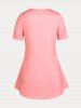 Plus Size & Curve Two Tone Cat Print Short Sleeves Tee -  