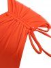 Maillot de Bain Tankini Croisé Fleuri à Carreaux - Orange XXXL