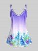 Plus Size & Curve Cottagecore Floral Print Ombre Color Tank Top -  