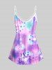 Plus Size & Curve Stars Print Tie Dye Tank Top -  