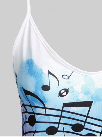 Plus Size & Curve Musical Notes Butterfly Print Flowy Tank Top