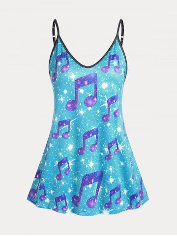 Plus Size & Curve Galaxy Musical Notes Print Tank Top