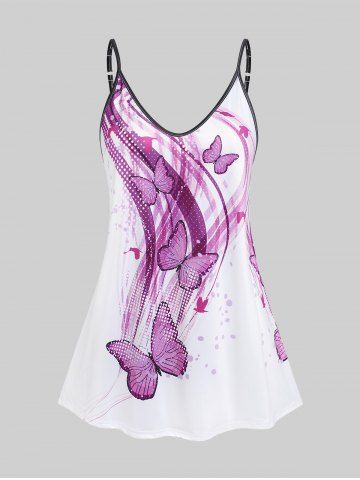 Plus Size & Curve Butterfly Cami Top - WHITE - 5XL