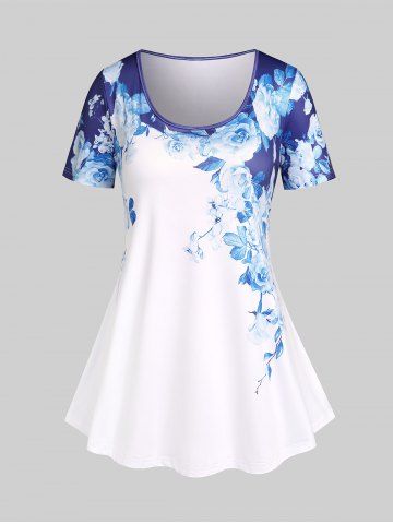 Plus Size & Curve Floral Print T-shirt