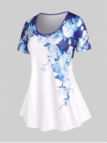 Plus Size & Curve Floral Print T-shirt - MULTI - M | US 10
