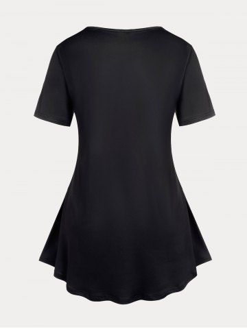 Plus Size & Curve Skull Rose Short SLeeves Top