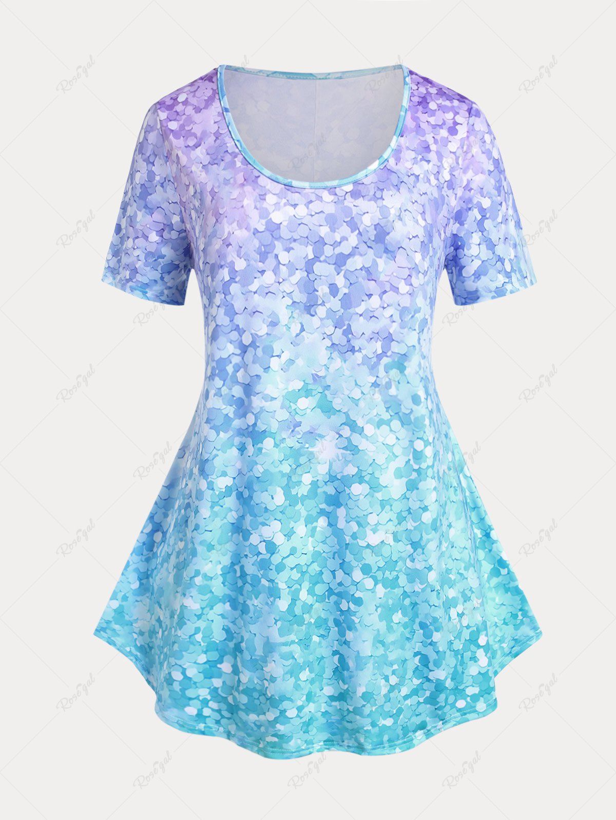 Trendy Plus Size & Curve Ombre Color Flared Tee  